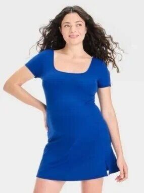 Isabel By Ingrid & Isabel Maternity Dress W/ Built-In Shorts Blue XL